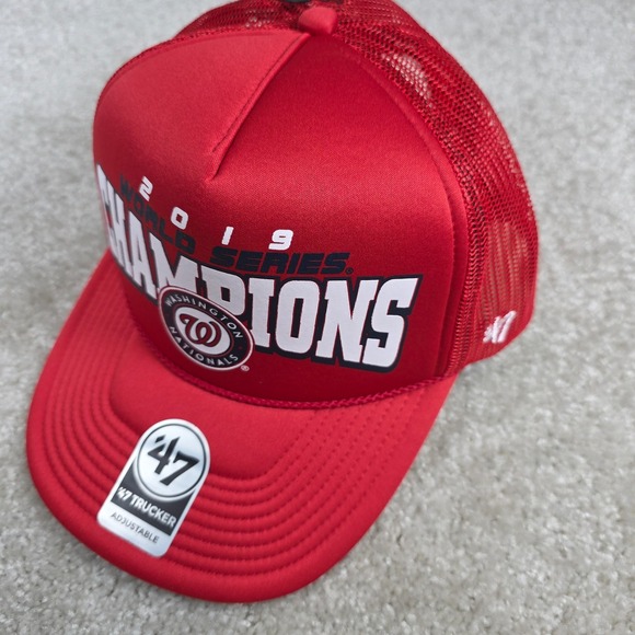 47 Trucker Washington Nationals Hat One Size Red  2019 World Series Champs - Picture 4 of 5